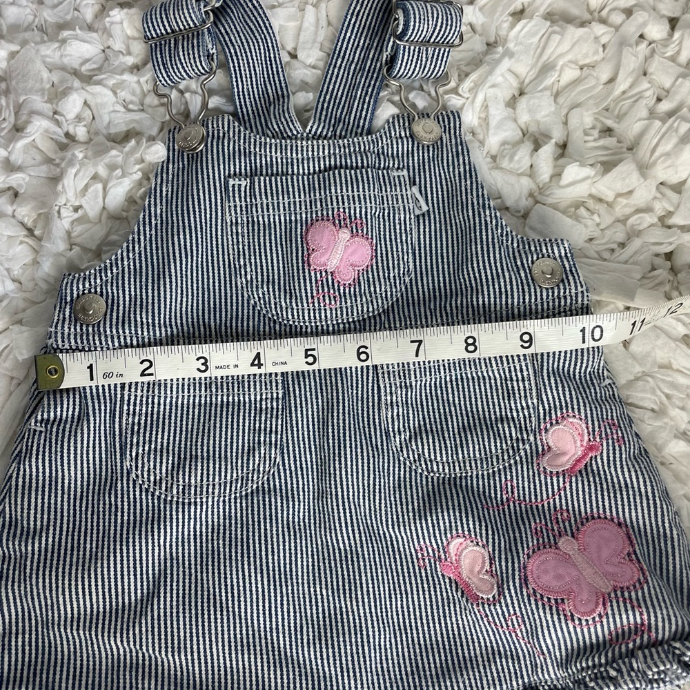 Sprockets Baby Jean Bibs Dress Striped Butterfly 3 6 Months Vintage - Picture 7 of 7